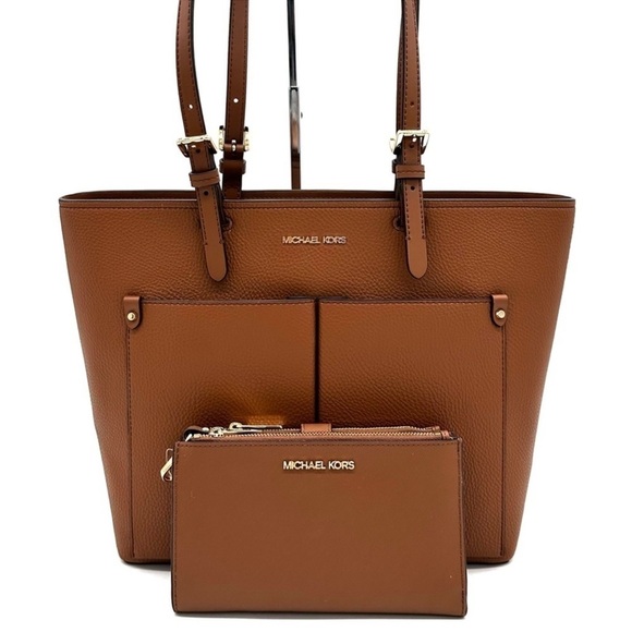 Michael Kors Jet Set Medium Pocket Tote Bag & Large Double Zip Wallet Luggage - Picture 1 of 15